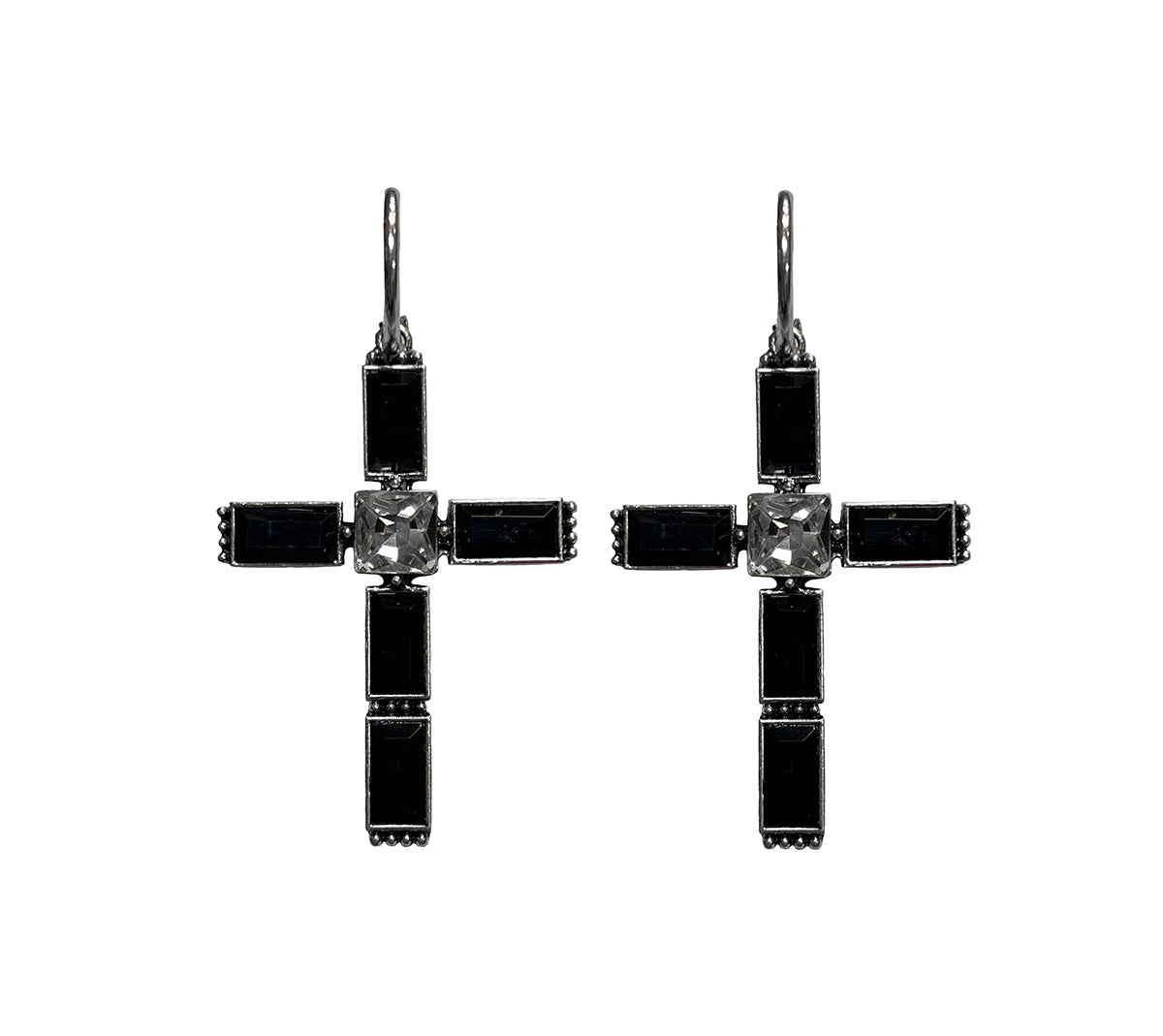 Blazin Roxx Earrings Black Stone Cross
