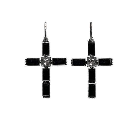 Blazin Roxx Earrings Black Stone Cross