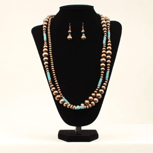 Blazin Roxx Necklace Set Copper Turquoise Navajo Pearls