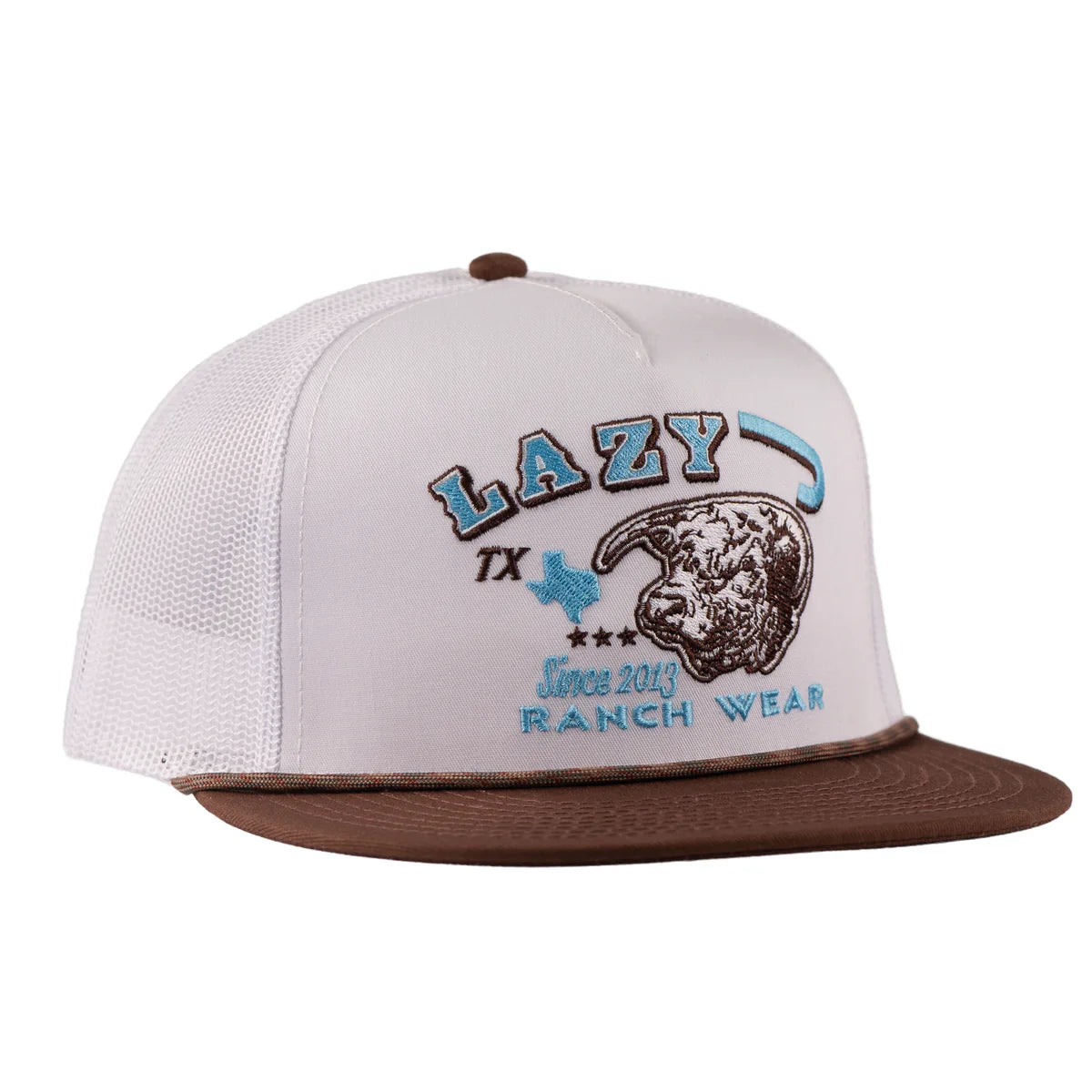 Lazy J Ranch White & Brown Desert Frost Classic Rope Trucker Hat