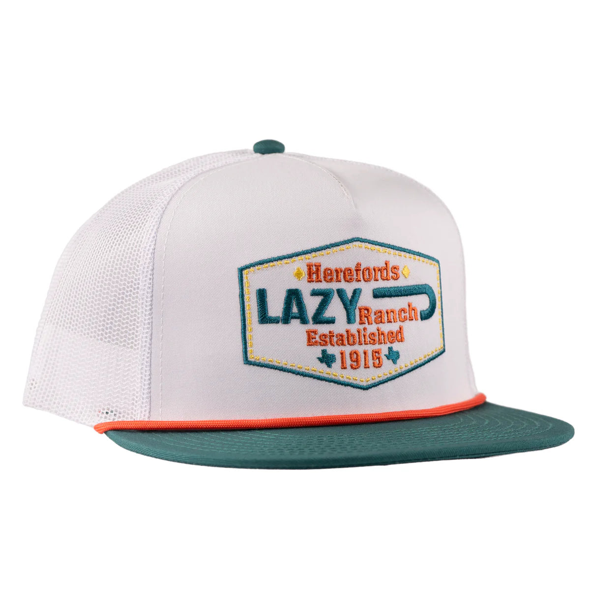 Lazy J Ranch White & Green Enchanted Classic Rope Trucker Hat