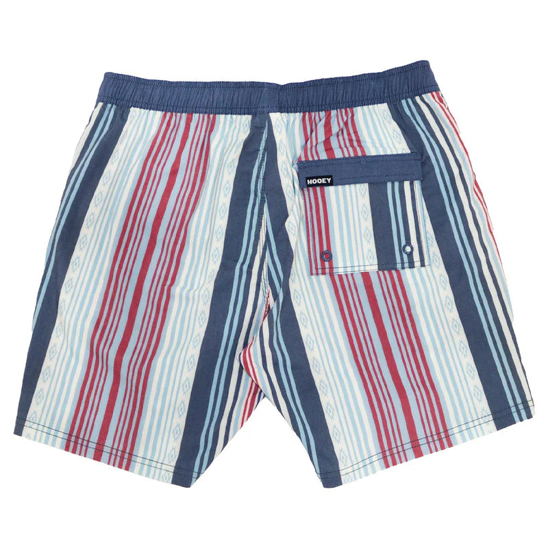 "Bigwake" Boardshort Grey w/Red & Blue Stripes