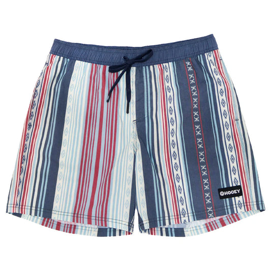 "Bigwake" Boardshort Grey w/Red & Blue Stripes