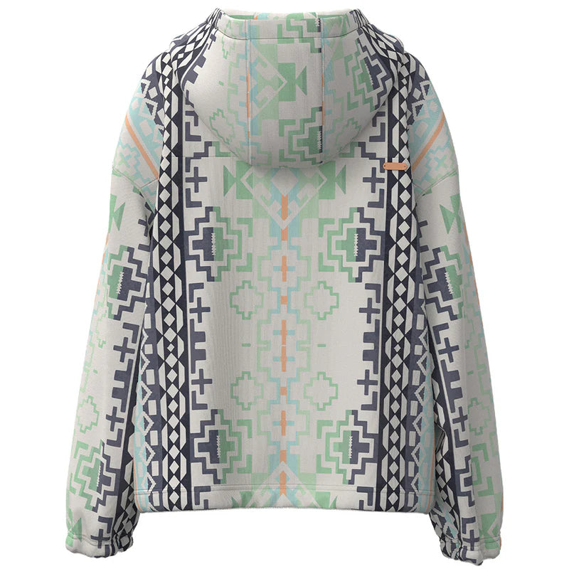 "Mazatlan" Aztec/Cream w/Half Zipper Pullover Hoody