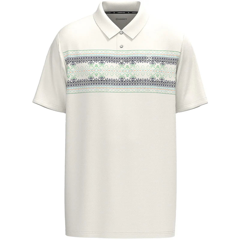 "The Drive" Polo Cream w/ Multi-Color Aztec