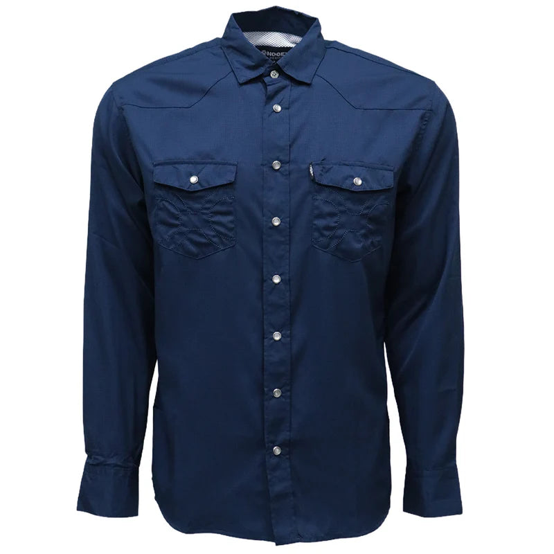 Sol" Navy Long Sleeve Pearl Snap Shirt