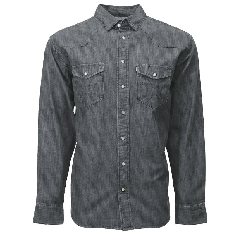 Tombstone Corduroy" Long Sleeve Shirt w/ Pearl Snaps Grey