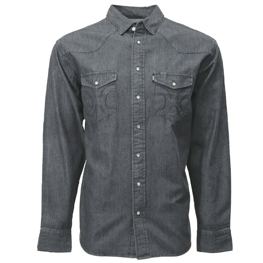 Tombstone Corduroy" Long Sleeve Shirt w/ Pearl Snaps Grey