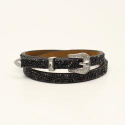 Hatband 3D Rhinestones 3 Piece Buckle Set Black