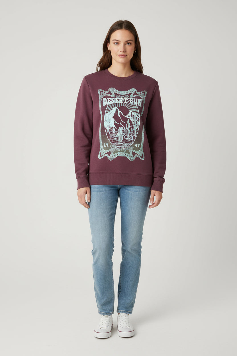Women's Wrangler Graphic Crew Sweatshirt- Desert Sun