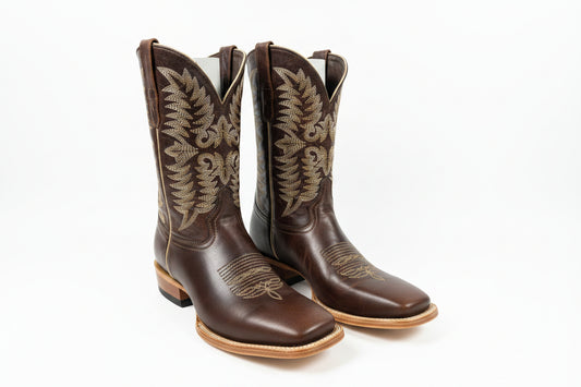 MN Tan Embroidery Wide SQ Toe