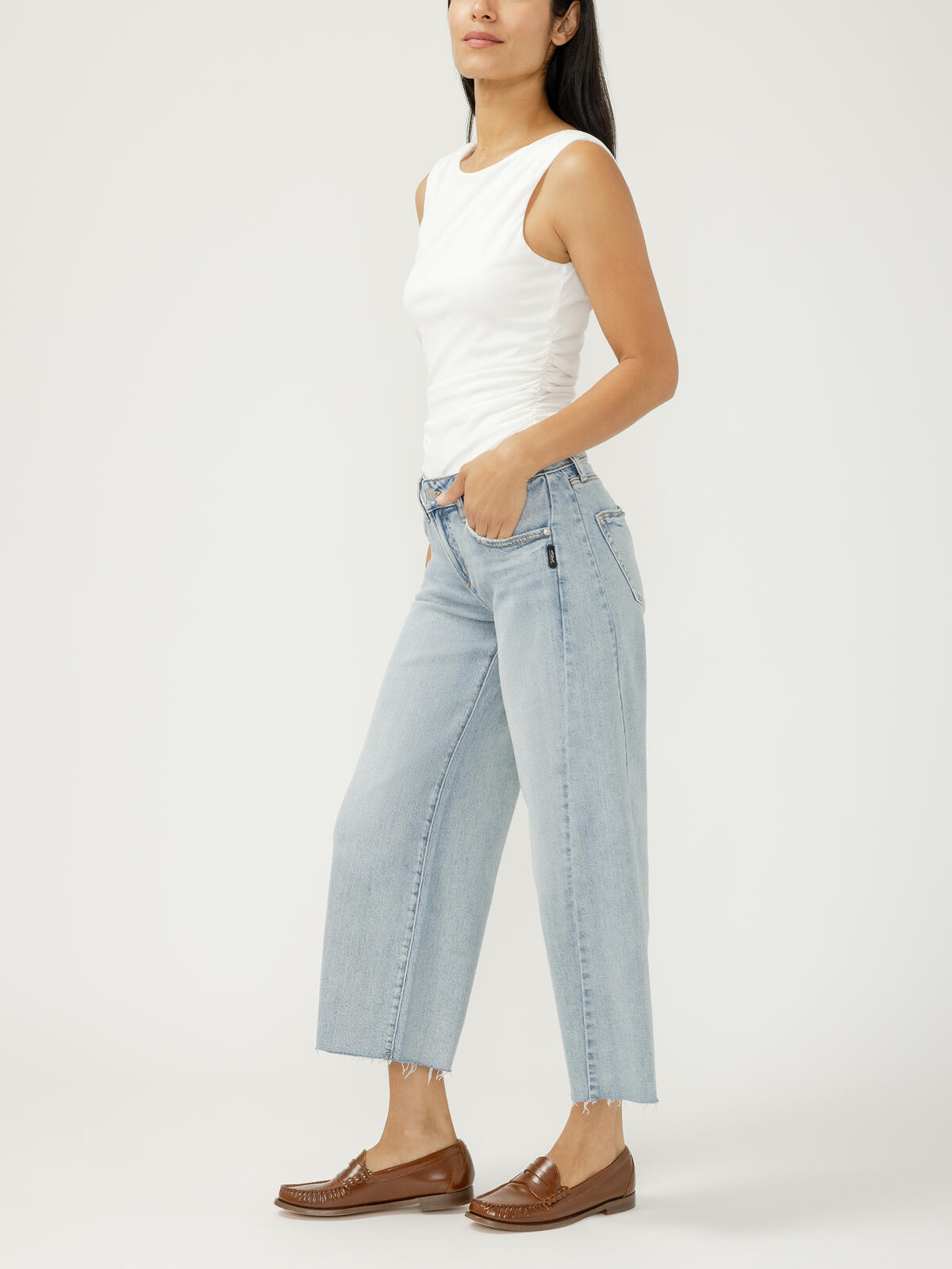 Suki Mid Rise Cropped Wide Leg Jeans/West End
