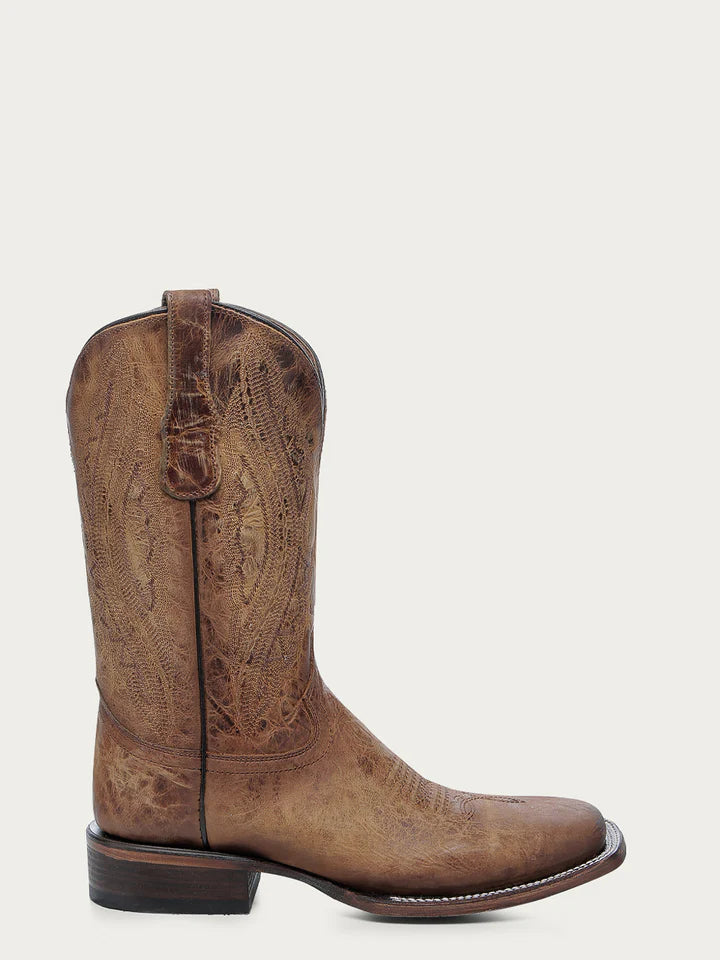 L6300 - MEN'S EMBROIDERY HONEY WIDE SQUARE TOE CIRCLE G COWBOY BOOT