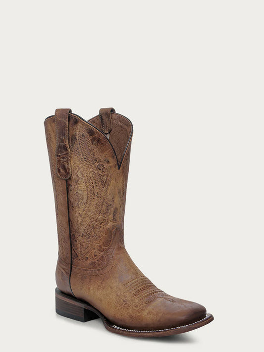 L6300 - MEN'S EMBROIDERY HONEY WIDE SQUARE TOE CIRCLE G COWBOY BOOT