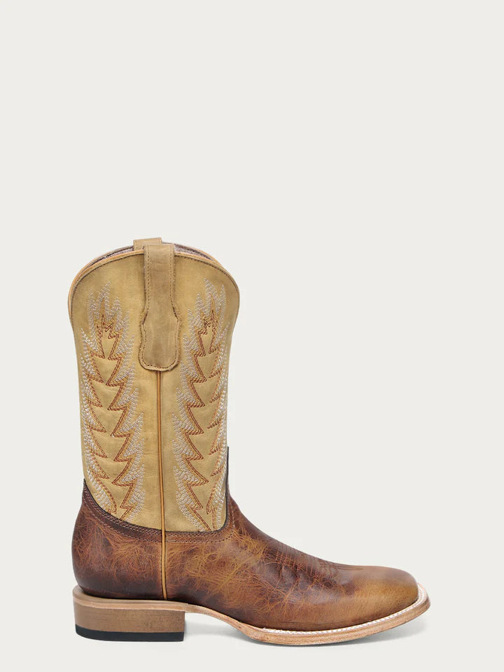 MEN'S HONEY BROWN EMBROIDERY WIDE SQUARE TOE CIRCLE G COWBOY BOOT