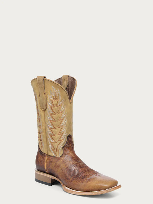 MEN'S HONEY BROWN EMBROIDERY WIDE SQUARE TOE CIRCLE G COWBOY BOOT