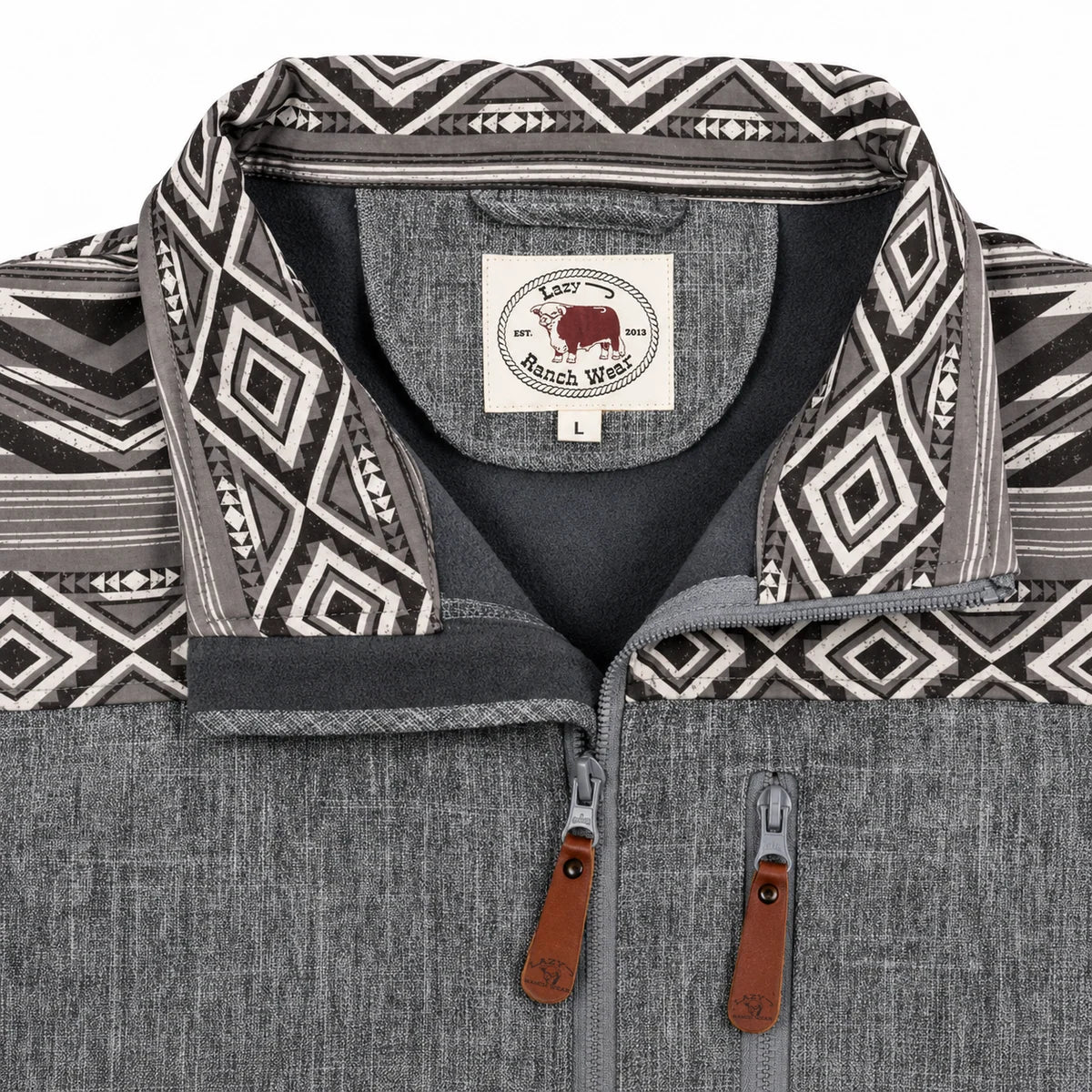 Lazy J Ranch Men's Aztec Print Bonded Jacket - Grey