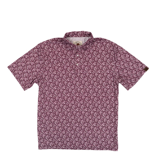 Lazy J Ranch Men's Floral Performance Polo Shirt - Purple
