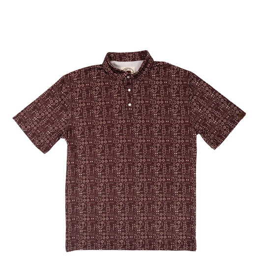 Lazy J Ranch Men's Print Performance Polo Shirt - Maroon