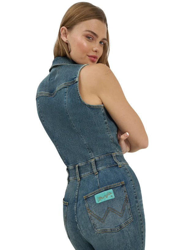 Lainey Wilson x Wrangler Sleeveless Denim Flare Catsuit