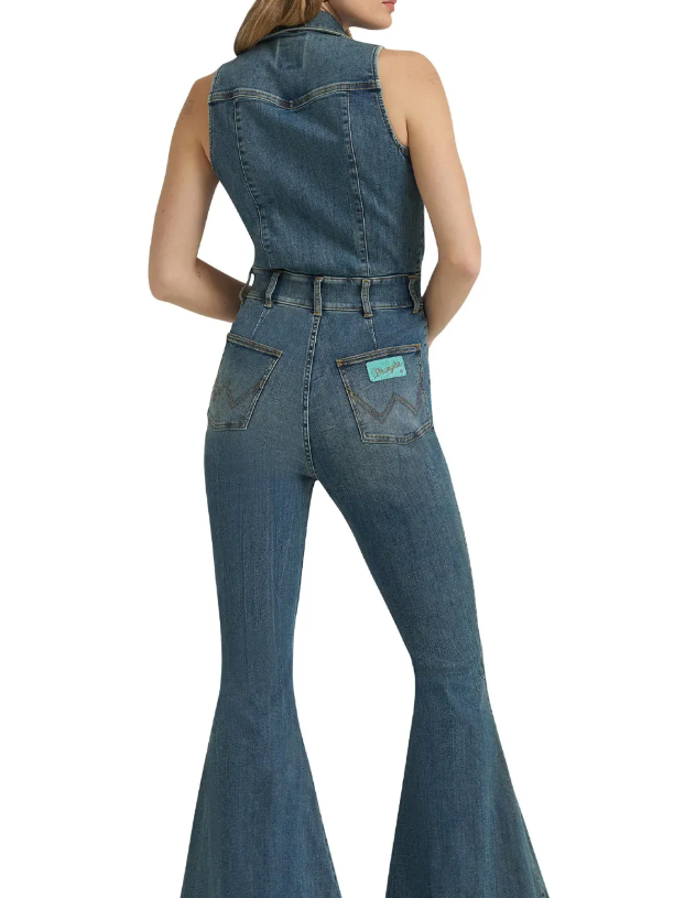Lainey Wilson x Wrangler Sleeveless Denim Flare Catsuit