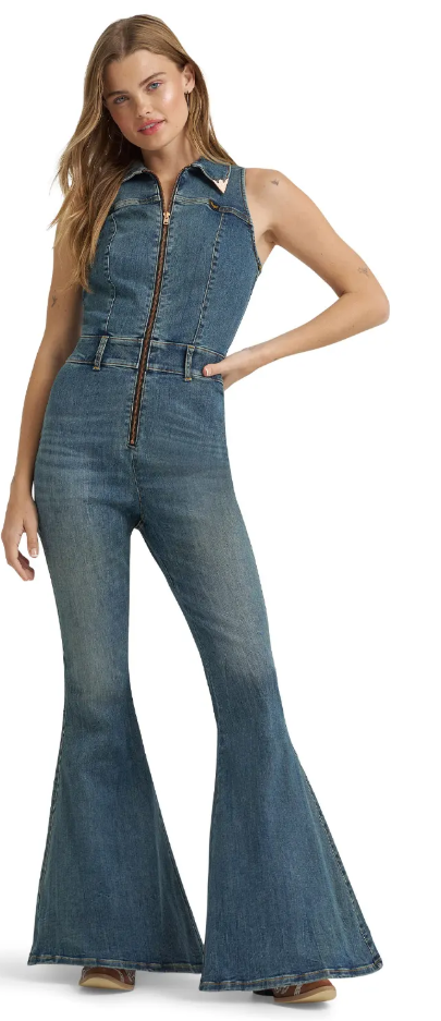 Lainey Wilson x Wrangler Sleeveless Denim Flare Catsuit