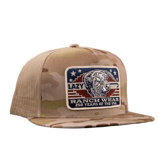 Lazy J Ranch Camo & Tan Freedom Classic Five Panel Trucker Hat