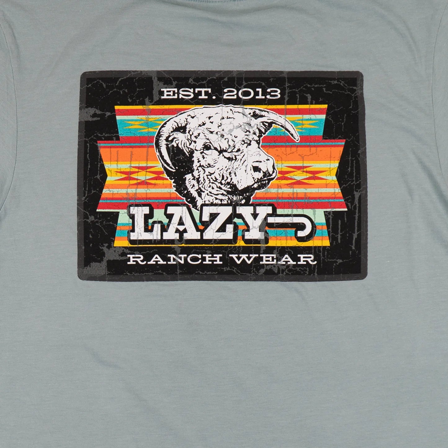 Lazy J Ranch Feed Yard Short Sleeve T-Shirt - Sage Blue