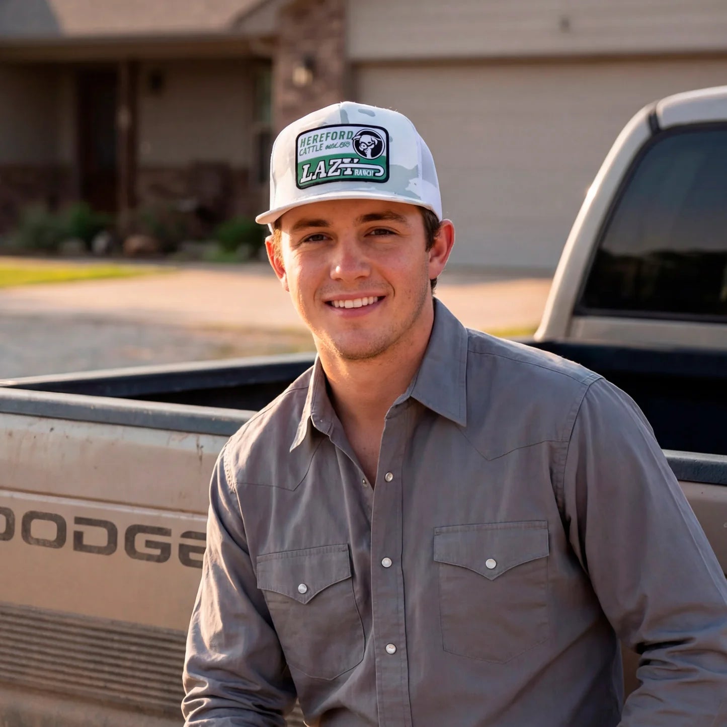 Lazy J Ranch White Camouflage Shafter Classic Five Panel Trucker Hat