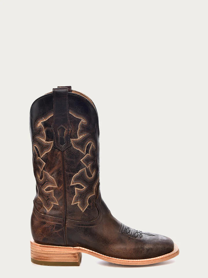MEN'S EMBROIDERY MOKA SQUARE TOE COWBOY BOOT