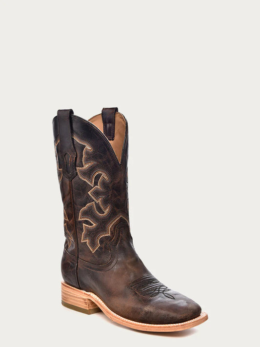MEN'S EMBROIDERY MOKA SQUARE TOE COWBOY BOOT
