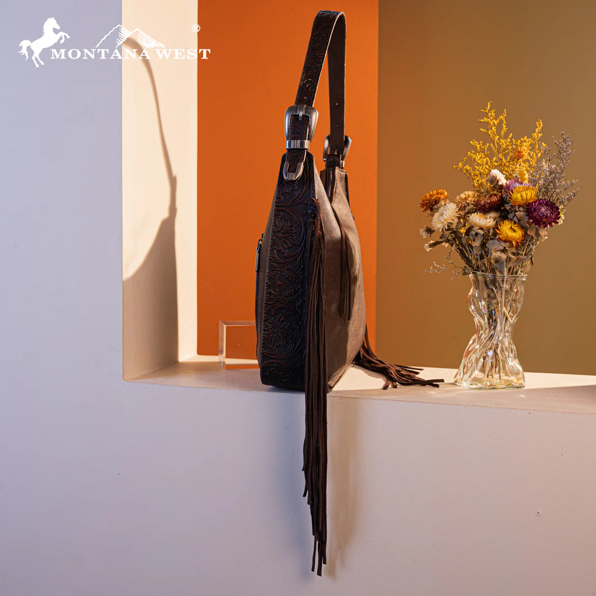 Montana West Floral Tooled Concealed Carry Hobo