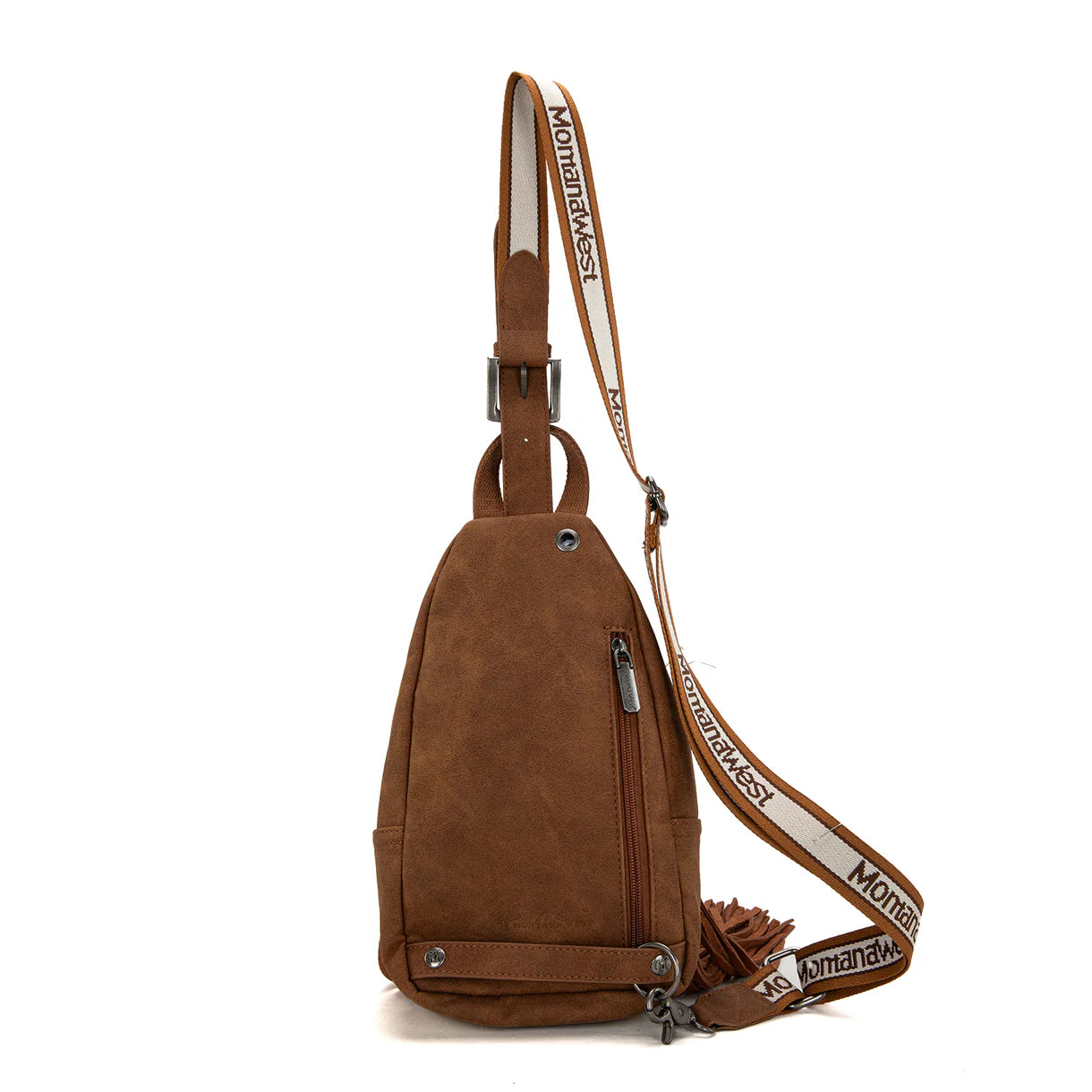 Montana West Tooled Fringe Sling Bag - Brown