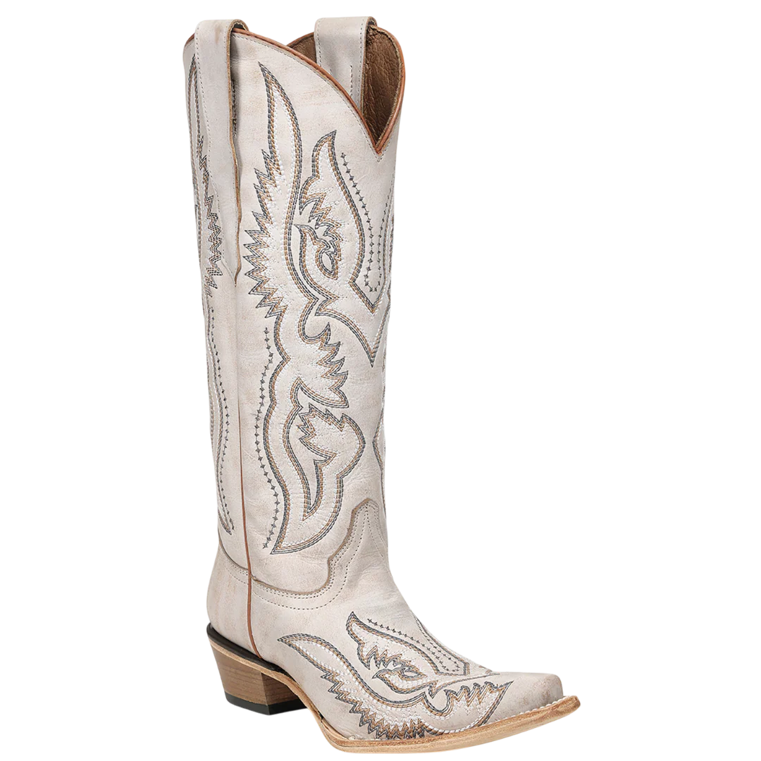 Circle G by Corral Ladies White Embroidery Triad Tall Top Western Boot