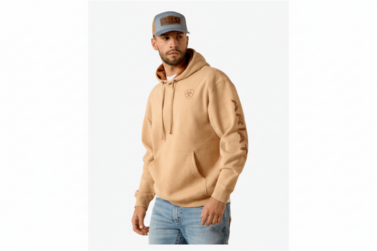 MNS Ariat Logo Hoodie-TAN HEATHER