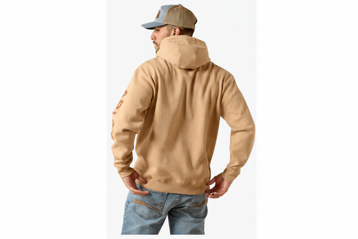 MNS Ariat Logo Hoodie-TAN HEATHER