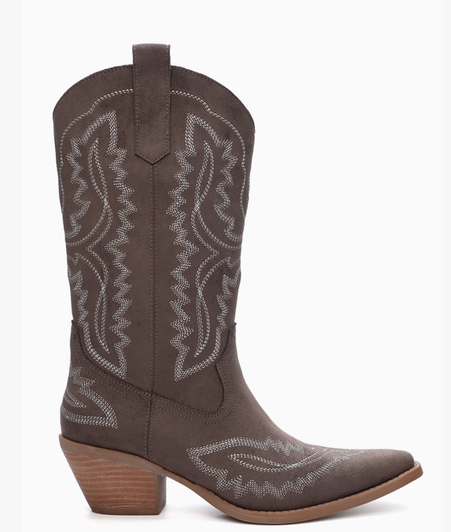 Western Stitched Mid-Calf Boots, TESSA