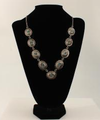 Silver Strike Necklace Antique Silver Conchos with Turquoise