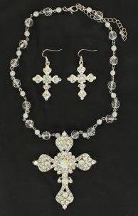 Blazin Roxx Necklace Set Cross Rhinestones
