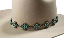 3D Hatband 1" Turquoise Stone Cross