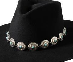 3D Chain Hatband 1" Concho Stone Turquoise