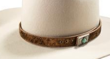 3D Hatband 3/4" Calf Hair Turquoise Stone Brown