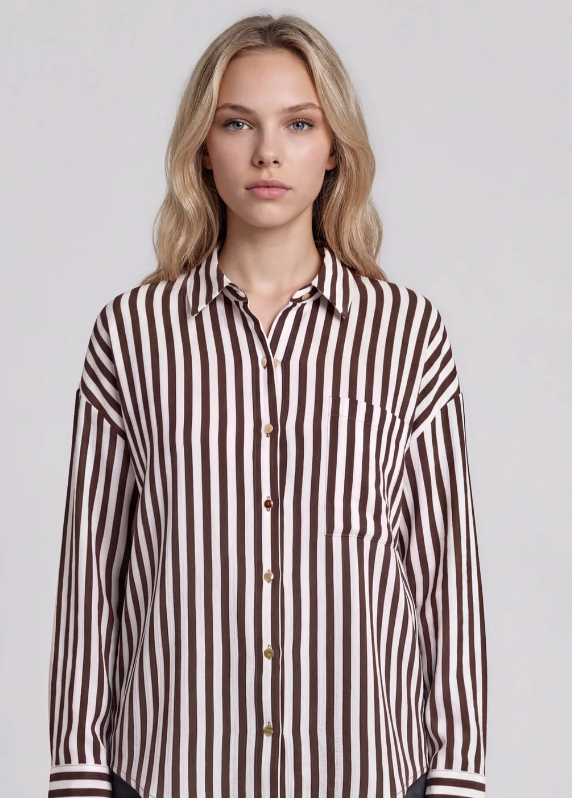 VERTICAL STRIPE COLLARED BUTTON DOWN SHIRT