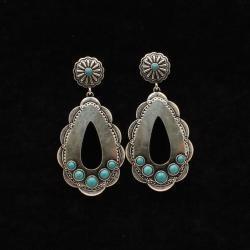 Silver Strike Earrings Western Oval Turquoise Stones