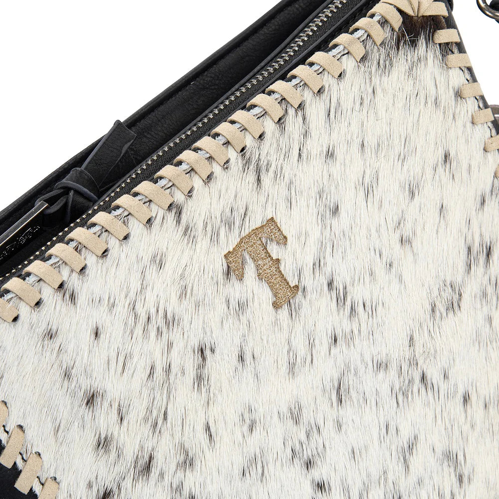 Trinity Ranch Cowhide Fringe Crossbody Bag - Black