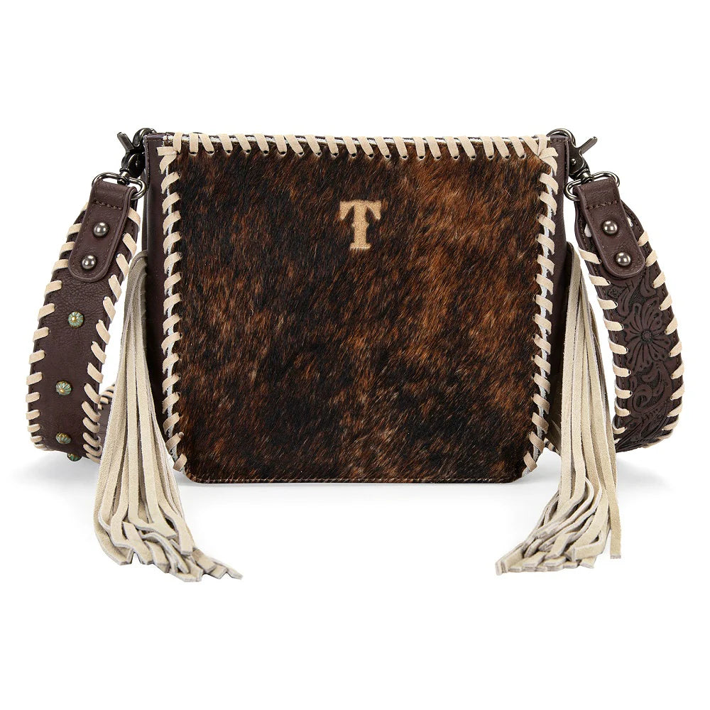 Trinity Ranch Cowhide Fringe Crossbody Bag - Coffee