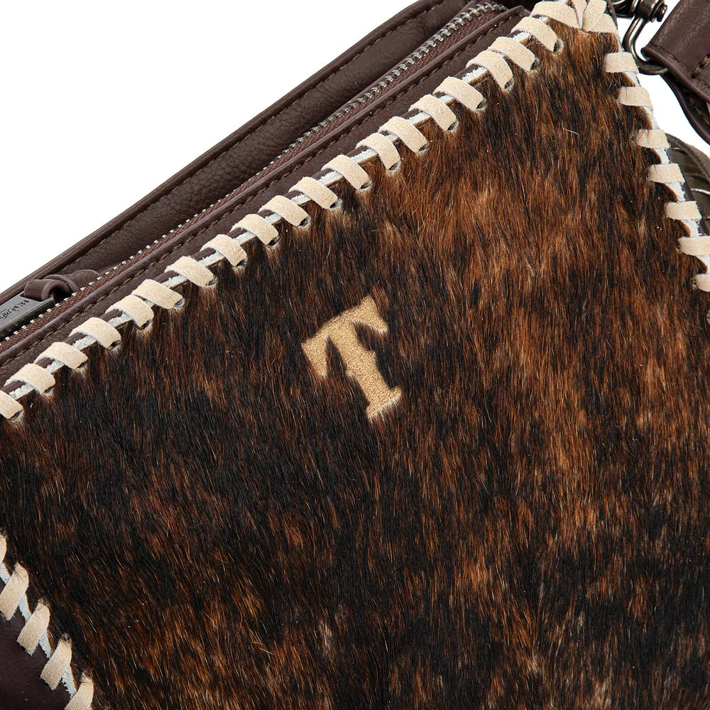 Trinity Ranch Cowhide Fringe Crossbody Bag - Coffee