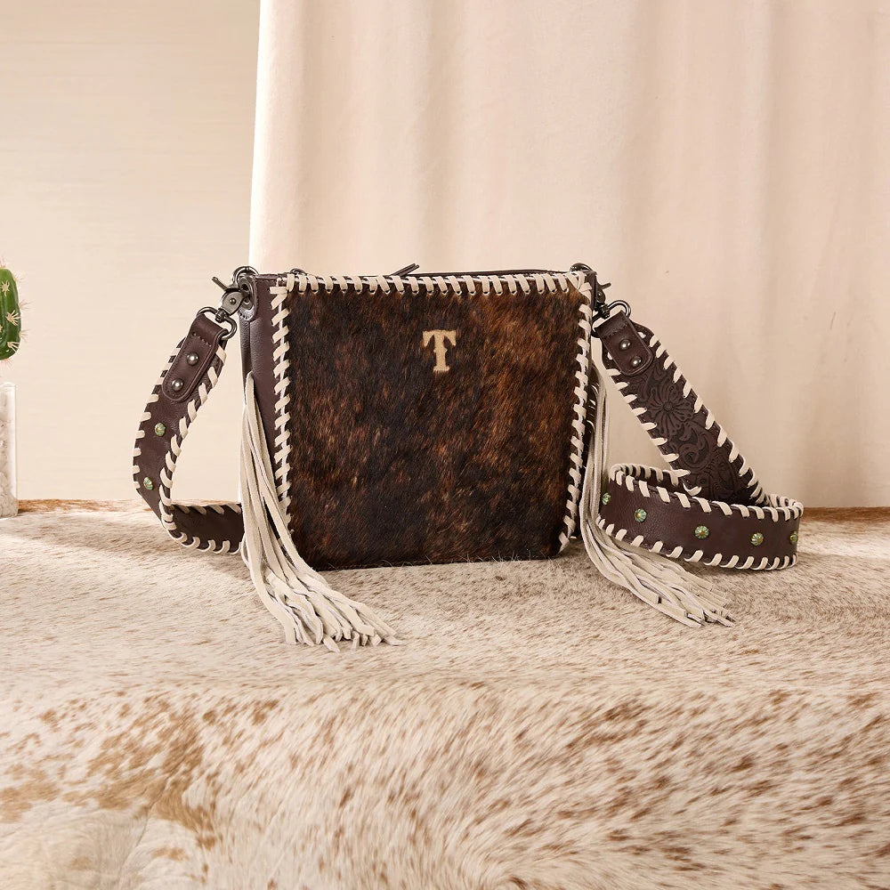 Trinity Ranch Cowhide Fringe Crossbody Bag - Coffee