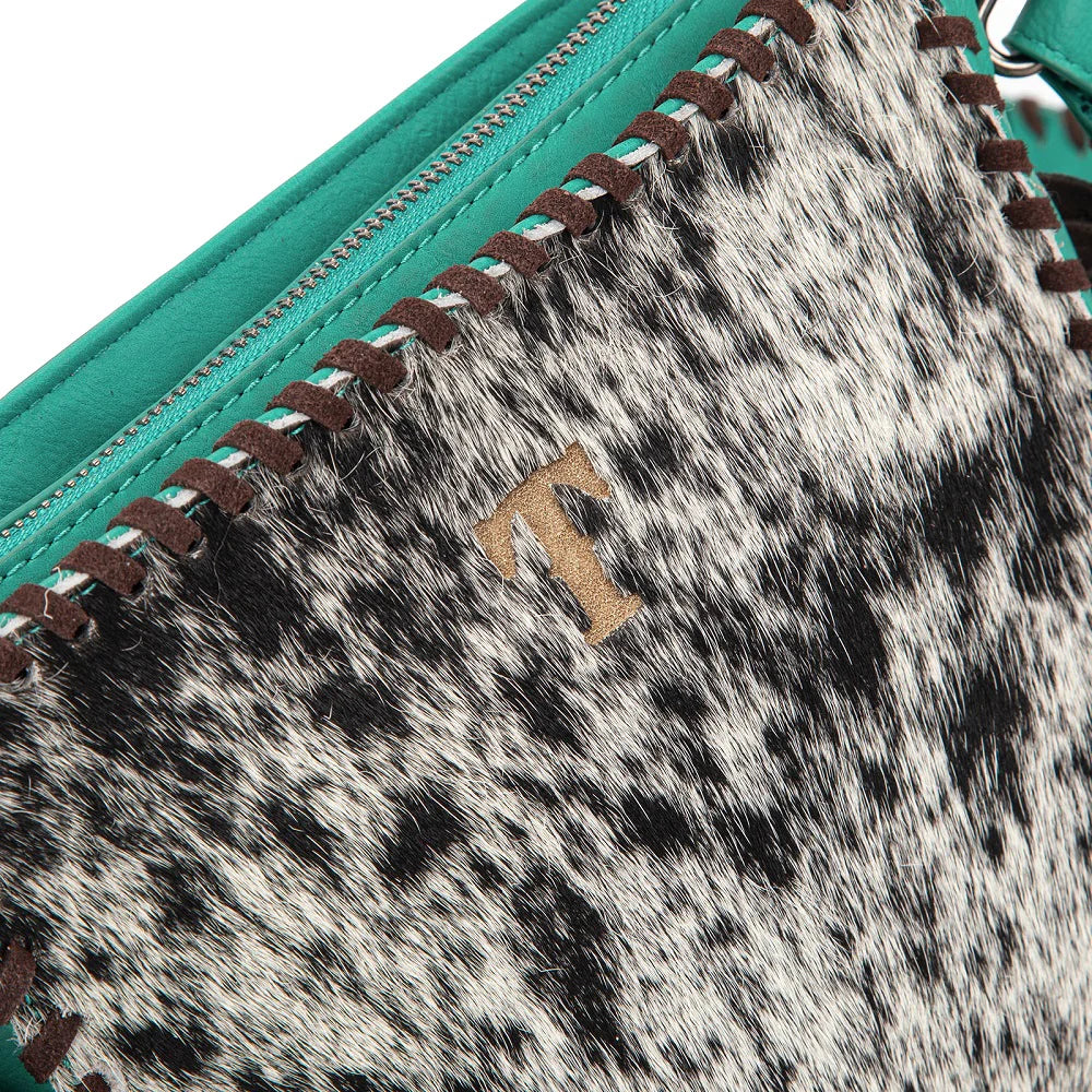 Trinity Ranch Cowhide Fringe Crossbody Bag - Turquoise