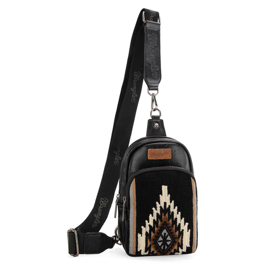 WG174-210 Wrangler Southwestern Knitted Sling Bag - Black